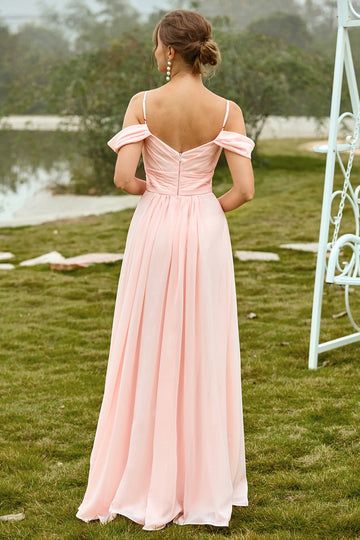 Vestido de dama de honra blush ombro